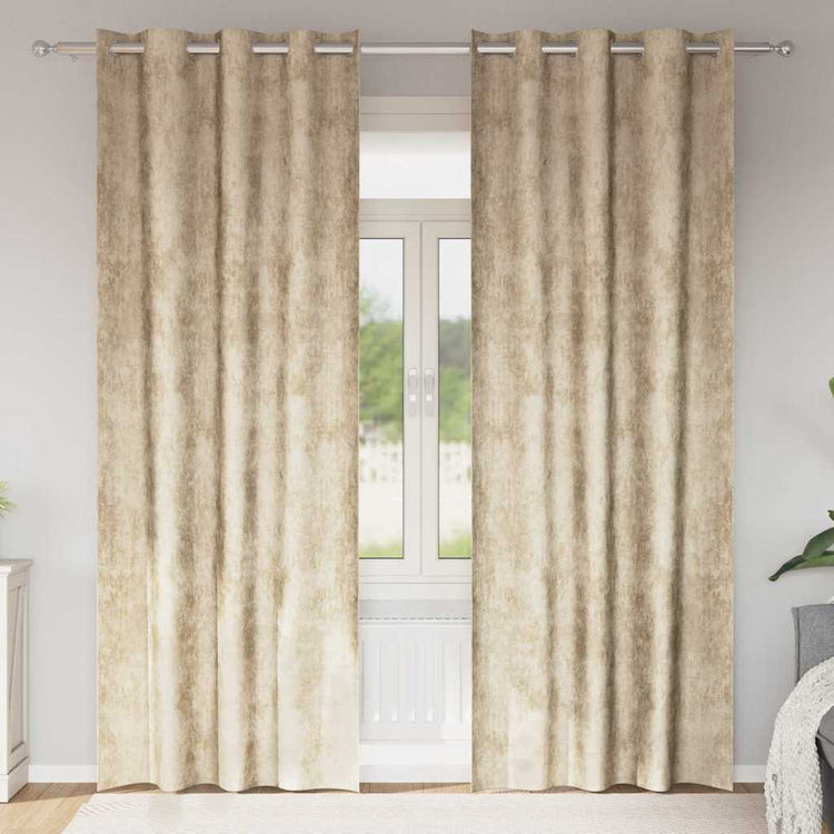 VidaXL rideaux en velours avec rideaux 2 pcs crème 225 x 140 cm velours