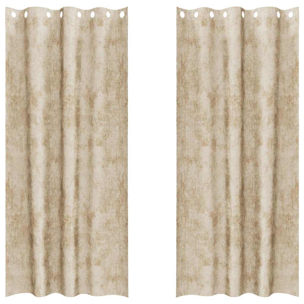 VidaXL rideaux en velours avec rideaux 2 pcs crème 260 x 140 cm velours