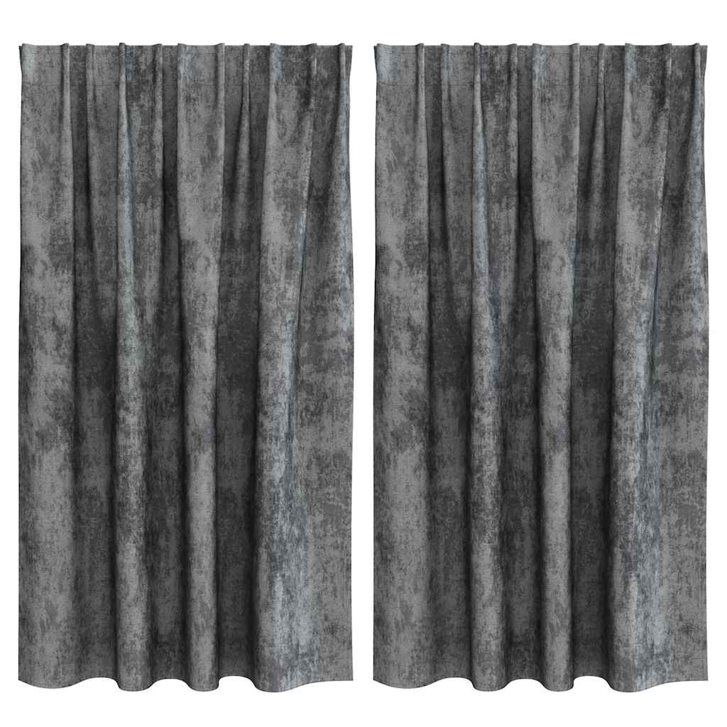 VidaXL rideaux en velours avec rideaux 2 pcs gris 140 x 140 cm velours