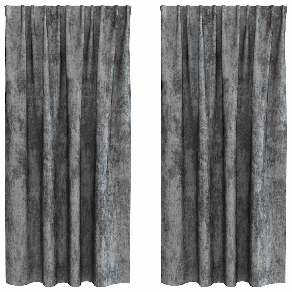 VidaXL rideaux en velours avec rideaux 2 pcs gris 175 x 140 cm velours