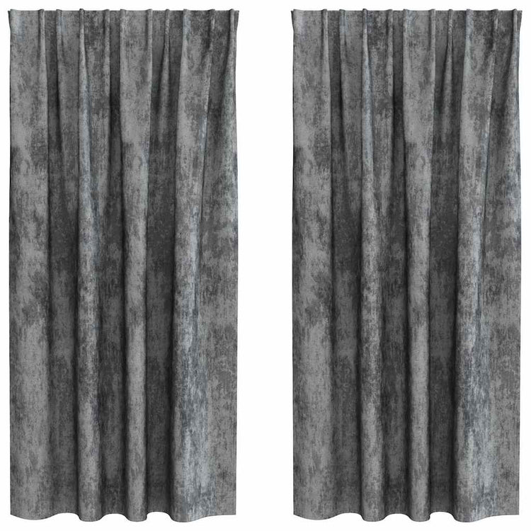 VidaXL rideaux en velours avec rideaux 2 pcs gris 175 x 140 cm velours