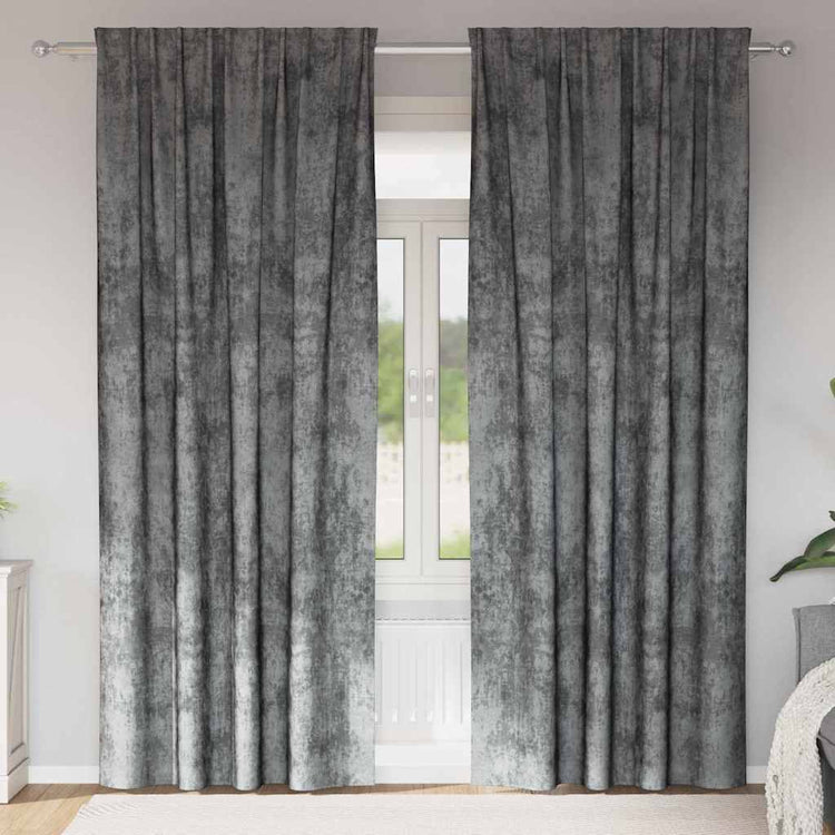 VidaXL rideaux en velours avec rideaux 2 pièces gris 225 x 140 cm velours