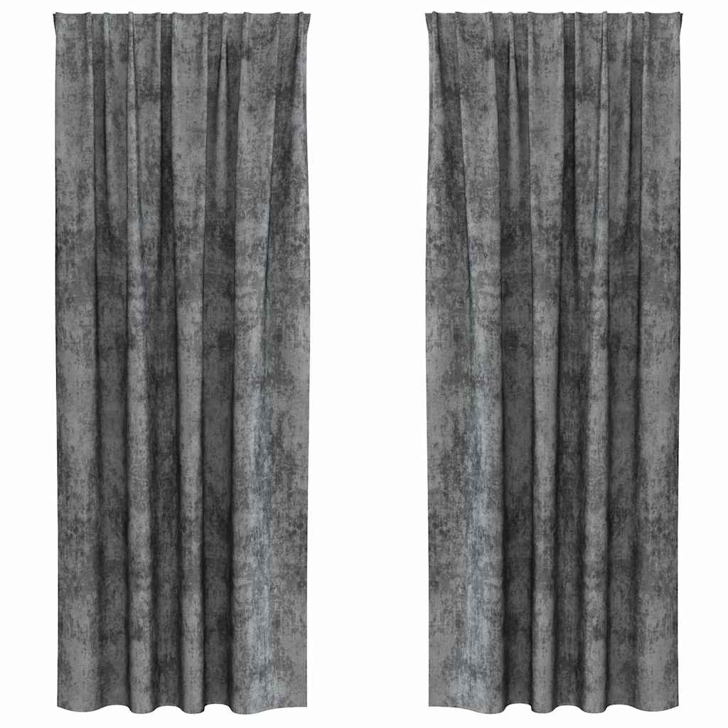 VidaXL rideaux en velours avec rideaux 2 pcs gris 245 x 140 cm velours