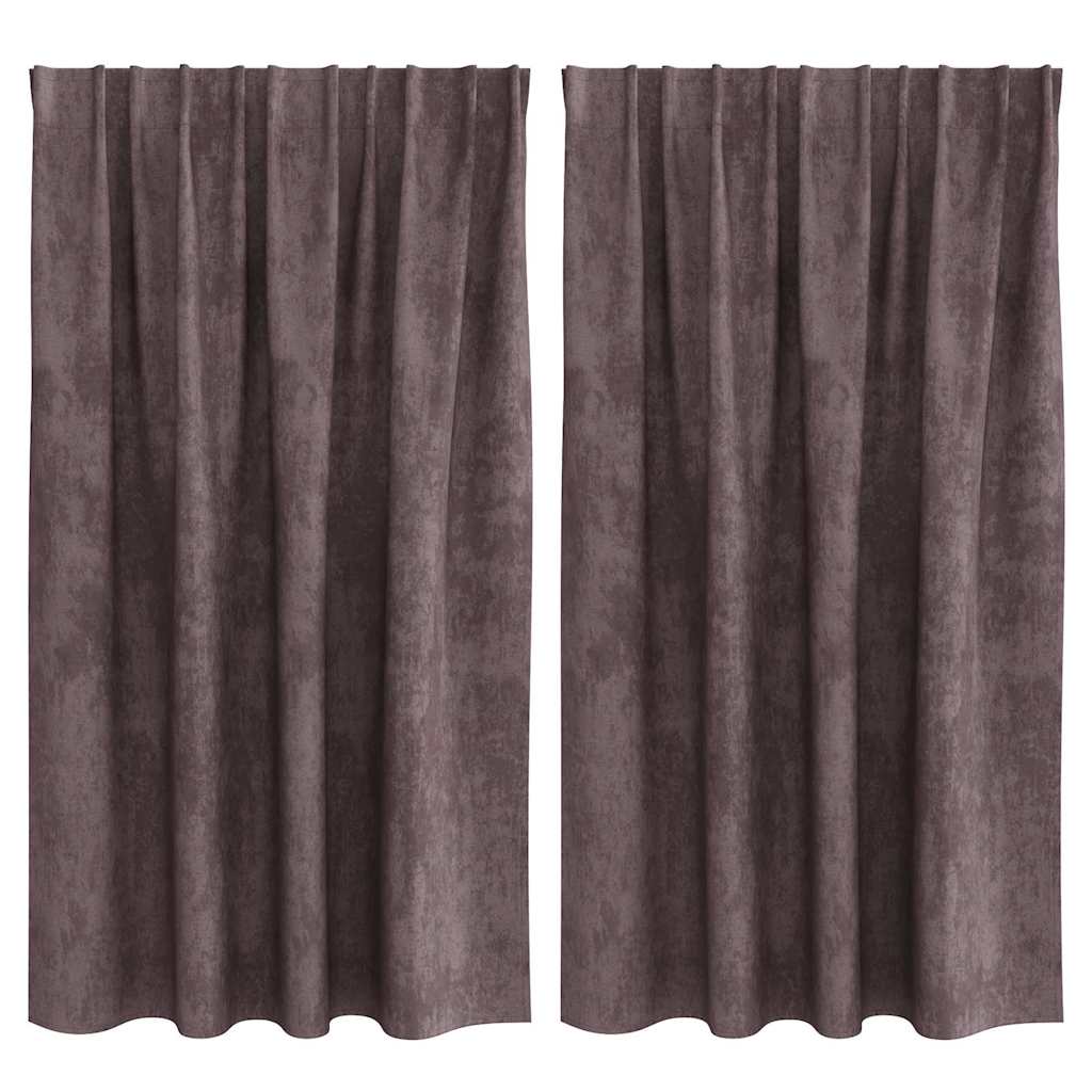 VidaXL rideaux en velours avec rideaux 2 pcs marron 140 x 140 cm velours