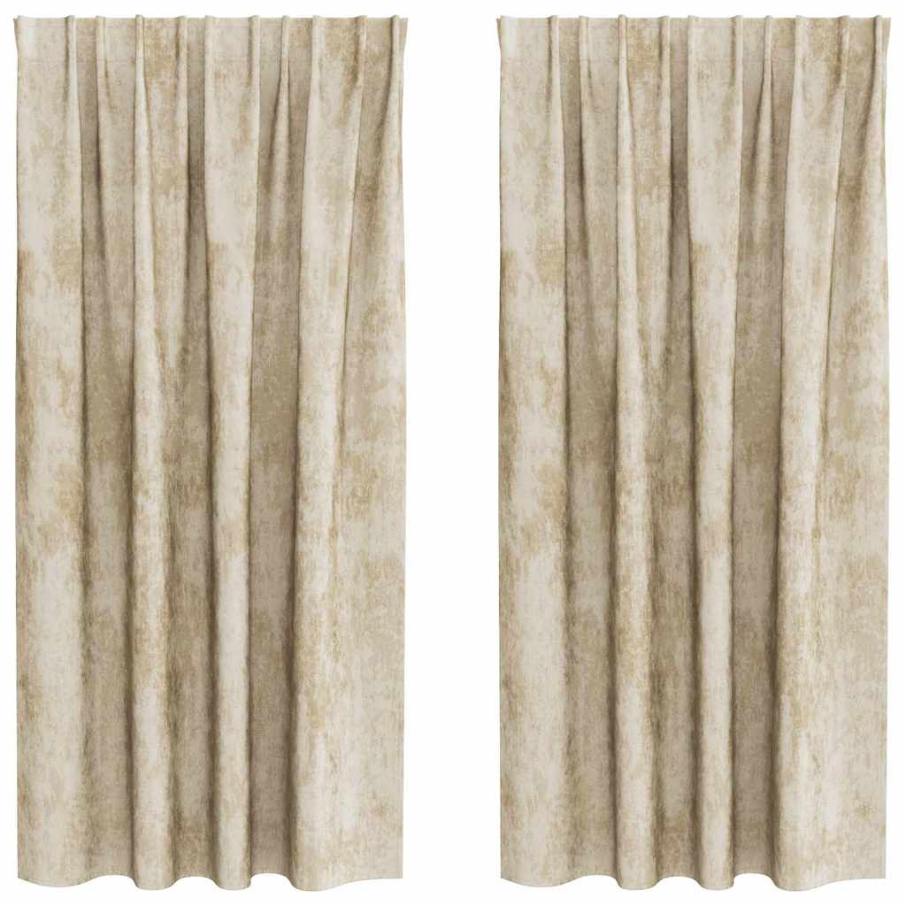 VidaXL rideaux en velours avec rideaux 2 pcs crème 175 x 140 cm velours