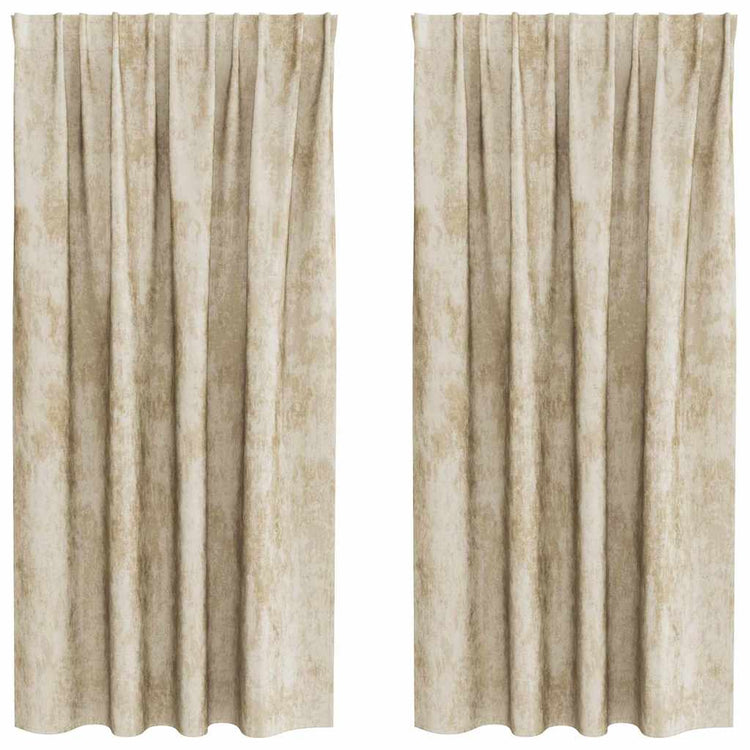 VidaXL rideaux en velours avec rideaux 2 pcs crème 175 x 140 cm velours