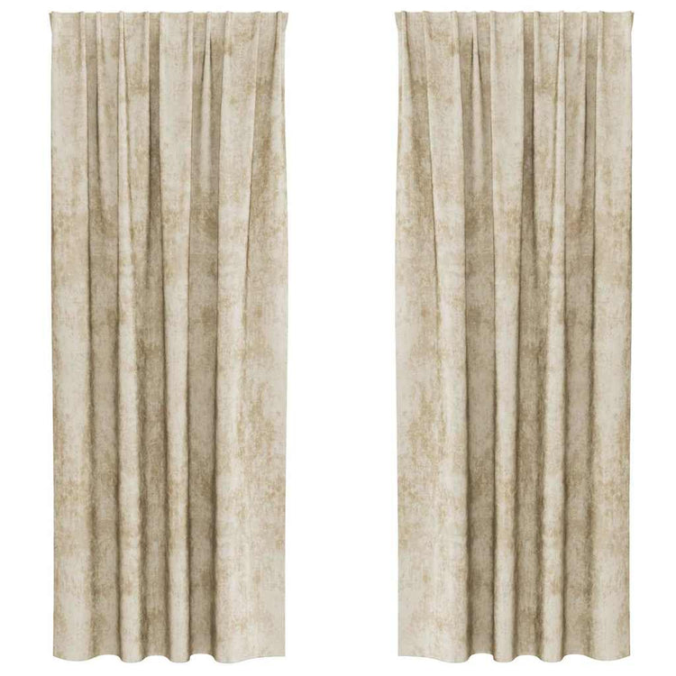 VidaXL rideaux en velours avec rideaux 2 pcs crème 245 x 140 cm velours