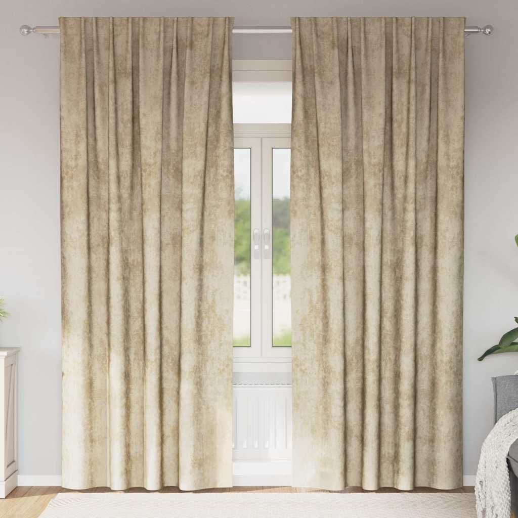 VidaXL rideaux en velours avec rideaux 2 pcs crème 260 x 140 cm velours