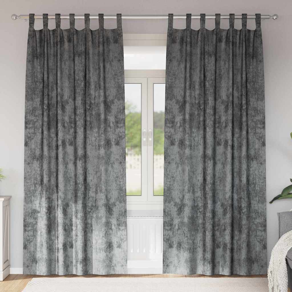 VidaXL rideaux en velours avec rideaux 2 pièces gris 225 x 140 cm velours