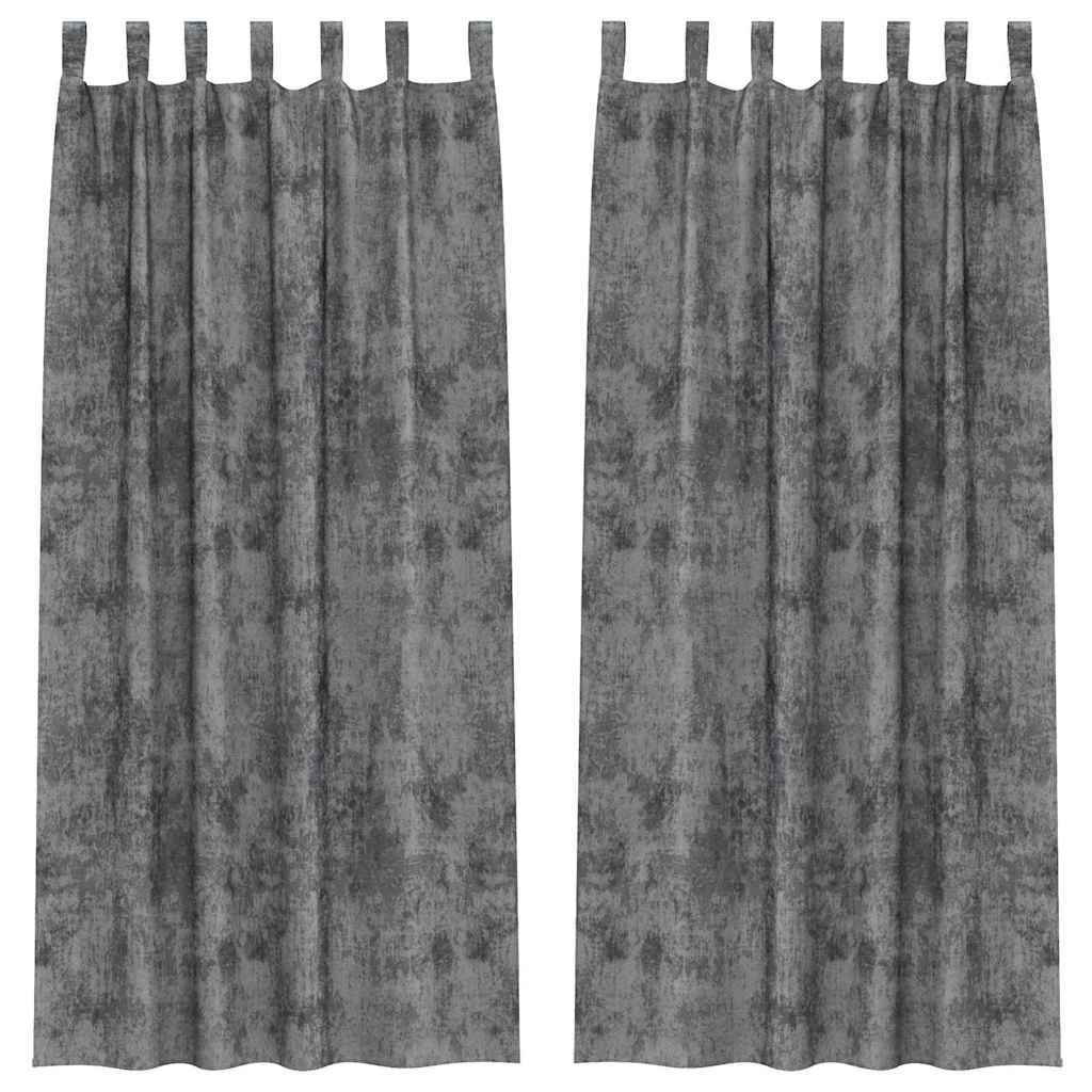 VidaXL rideaux en velours avec rideaux 2 pcs gris 245 x 140 cm velours