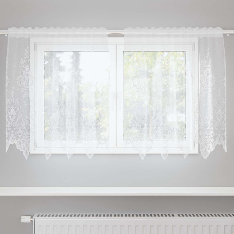 Vidaxx rideau en dentelle avec rideaux fleurs blanc 80 x 150 cm polyester