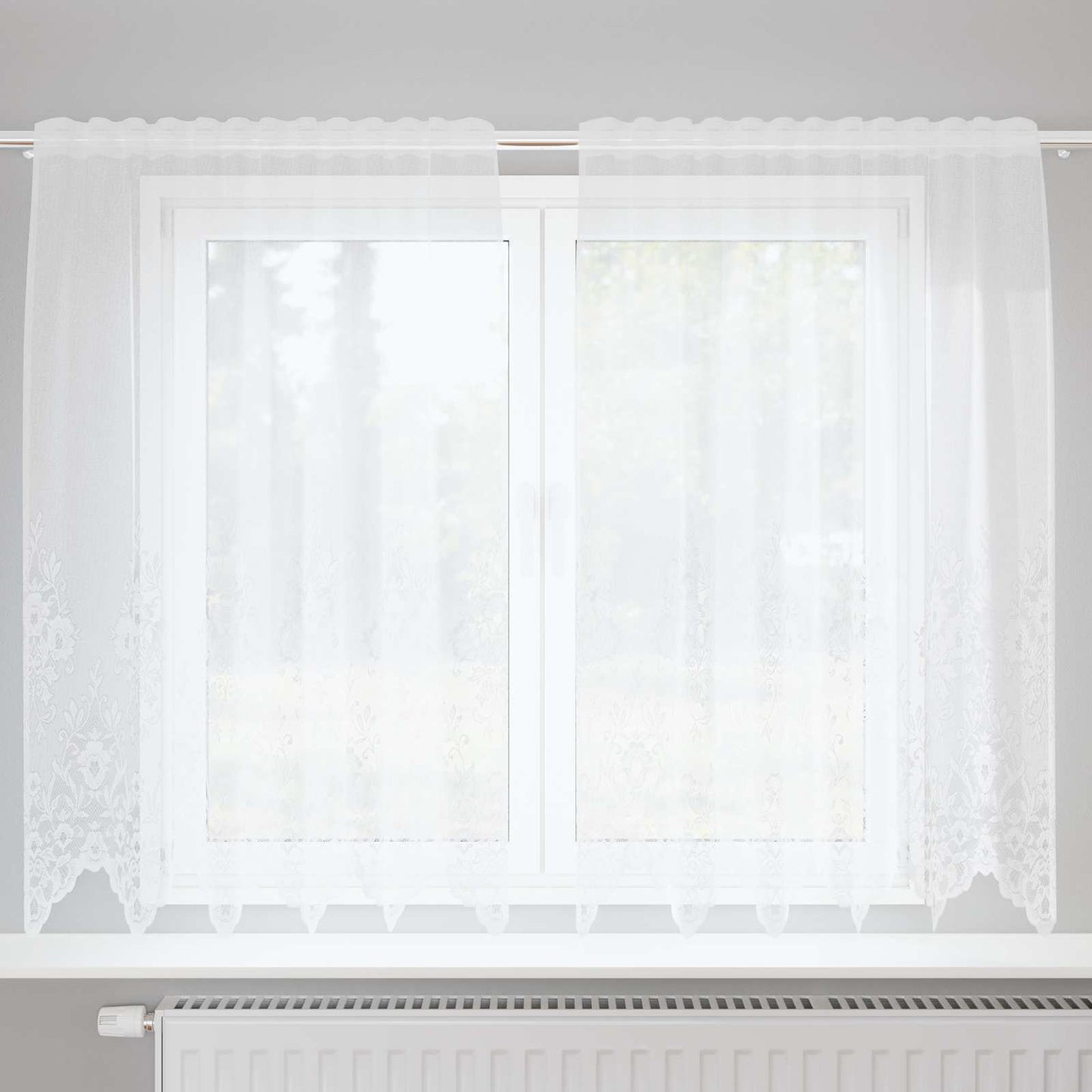 Vidaxx rideau en dentelle avec rideaux fleurs blanc 140 x 150 cm polyester