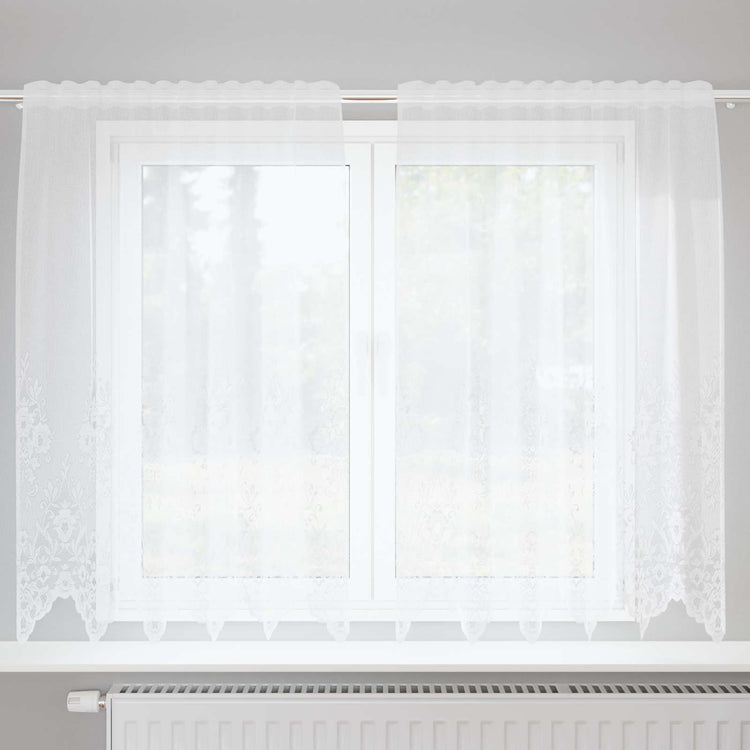 Vidaxx rideau en dentelle avec rideaux fleurs blanc 140 x 150 cm polyester