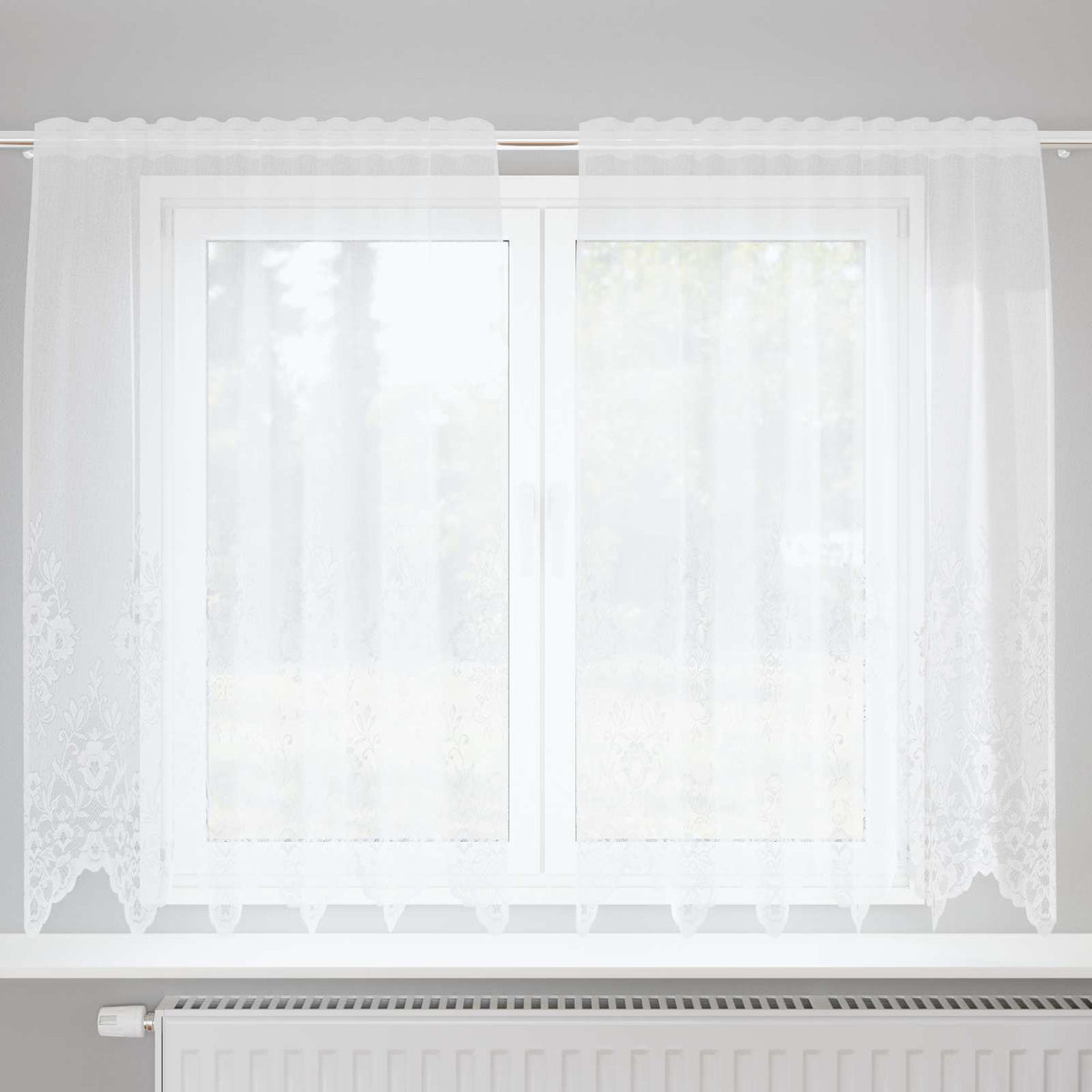 Vidaxx rideau en dentelle avec rideaux fleurs blanc 180 x 150 cm polyester