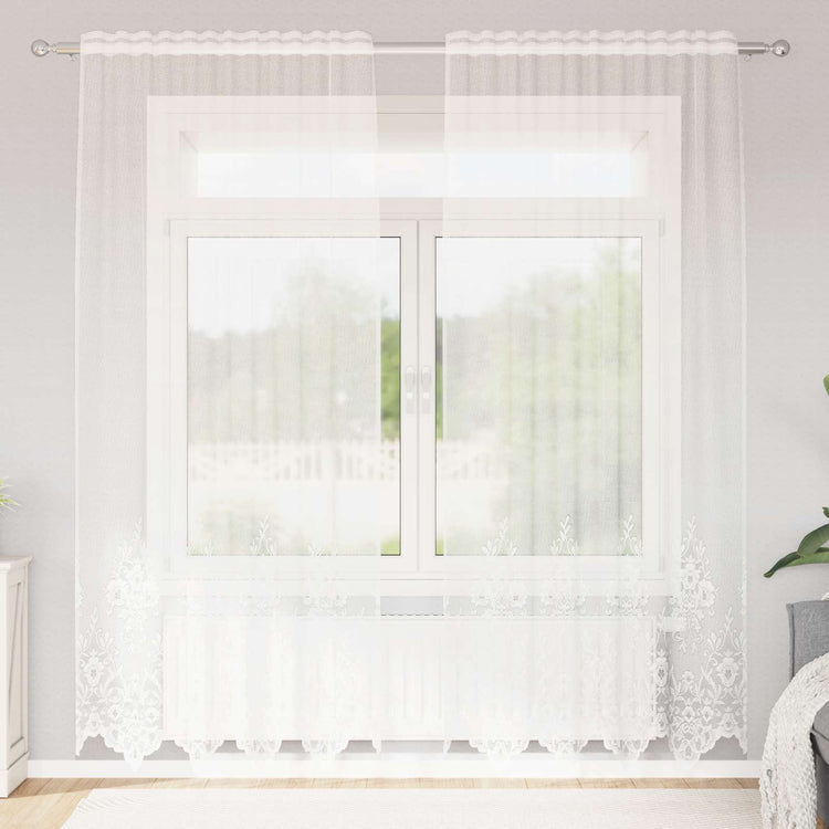 Vidaxx rideau en dentelle avec rideaux fleurs blanc 200 x 150 cm polyester