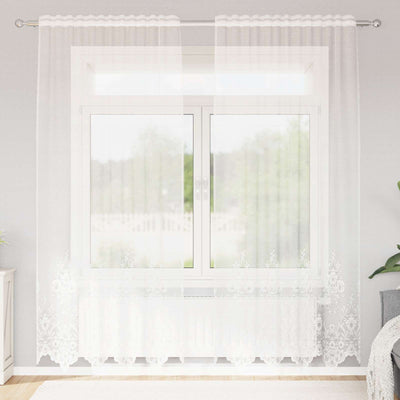 VidaXL rideau en dentelle avec rideaux fleurs blanc 245x150cm polyester