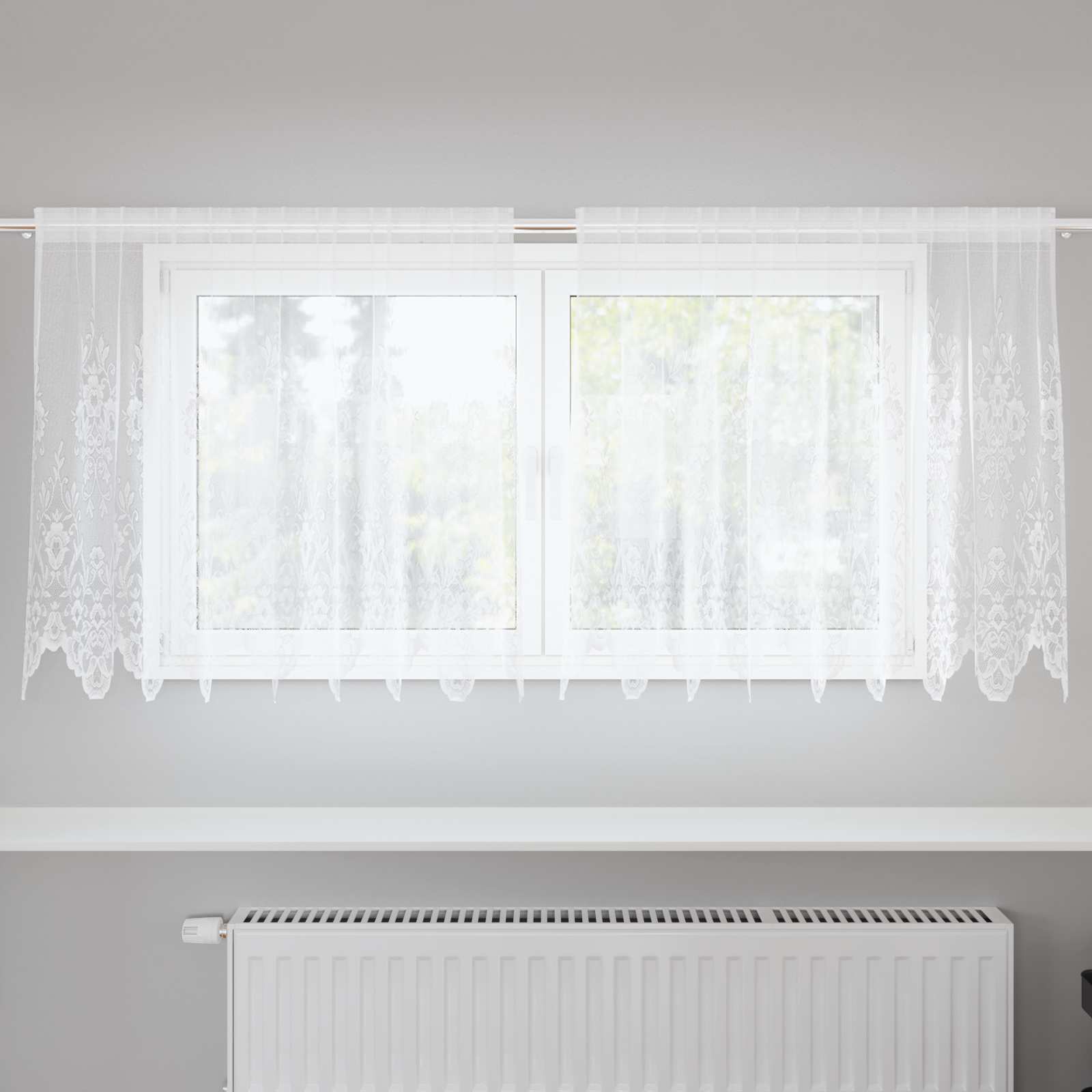 Vidaxx rideau en dentelle avec rideaux fleurs blanc 100 x 200 cm polyester