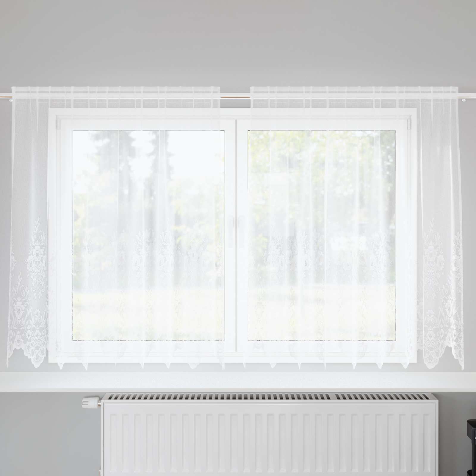 Vidaxx rideau en dentelle avec rideaux fleurs blanc 180 x 200 cm polyester