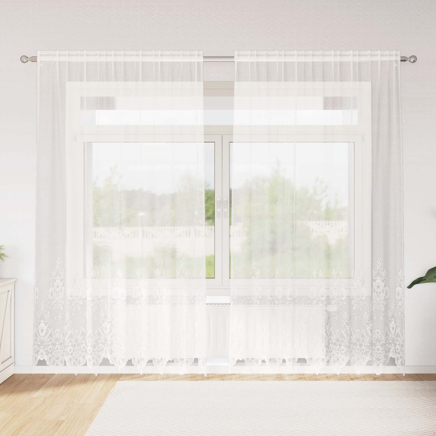 Vidaxx rideau en dentelle avec rideaux blanc 200 x 200 cm polyester