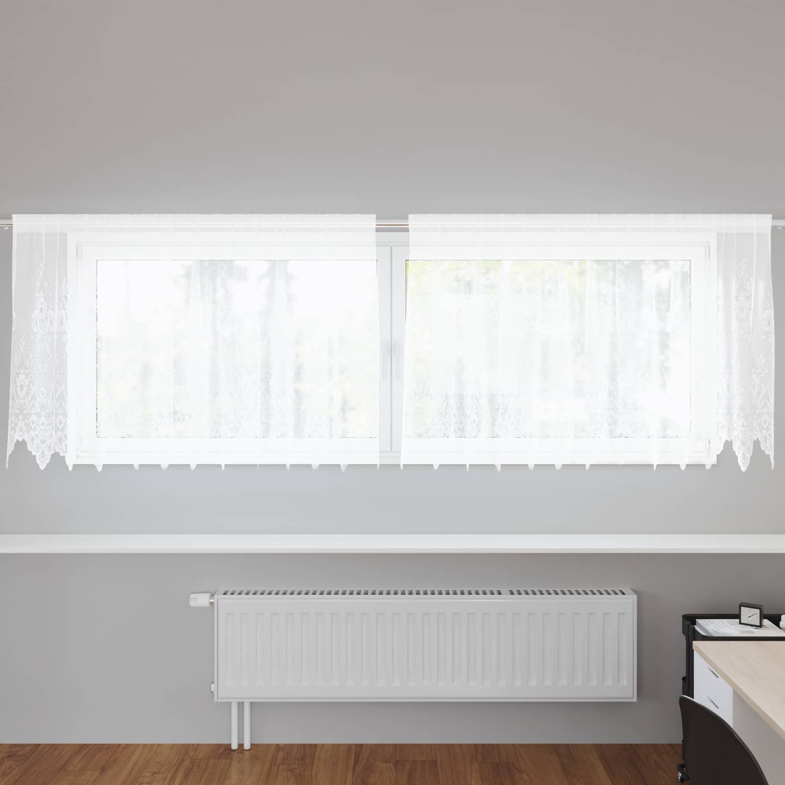Vidaxx rideau en dentelle avec rideaux fleurs blanc 100 x 300 cm polyester