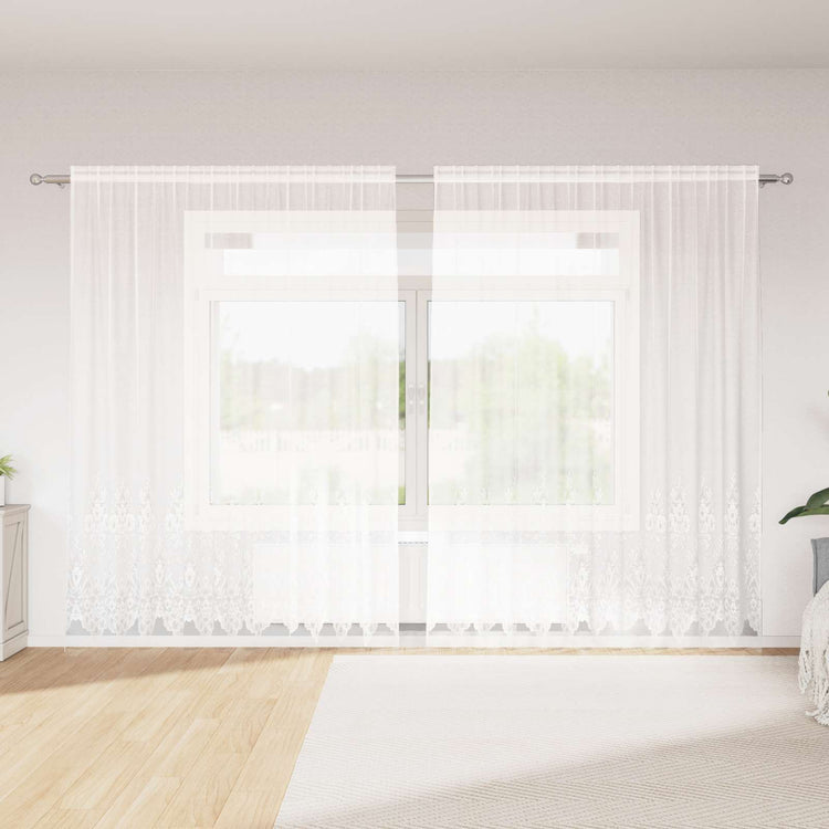 VidaXL rideau en dentelle avec rideaux fleurs blanc 245x300cm polyester