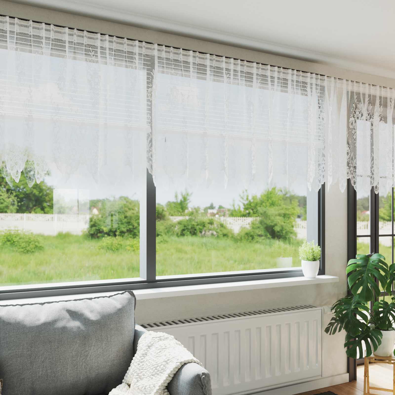 Vidaxx rideau en dentelle avec rideaux fleurs blanc 100 x 400 cm polyester