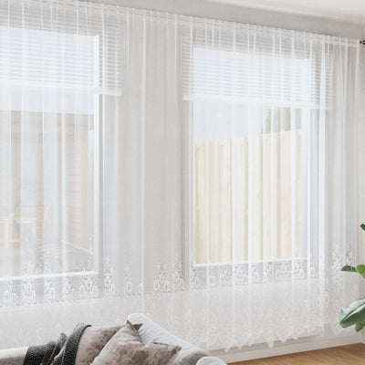 Vidaxx rideau en dentelle avec rideaux fleurs blanc 280 x 400 cm polyester
