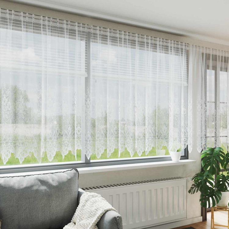 VidaXL rideau en dentelle avec rideaux fleurs blanc 160 x 600 cm polyester