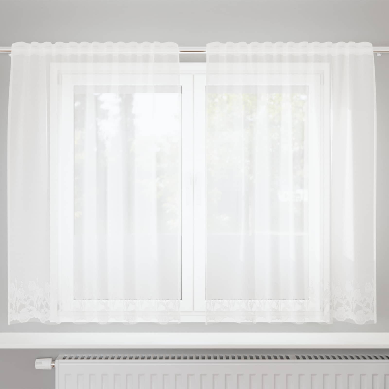 Vidaxx rideau en dentelle avec rideaux fleurs blanc 140 x 150 cm polyester