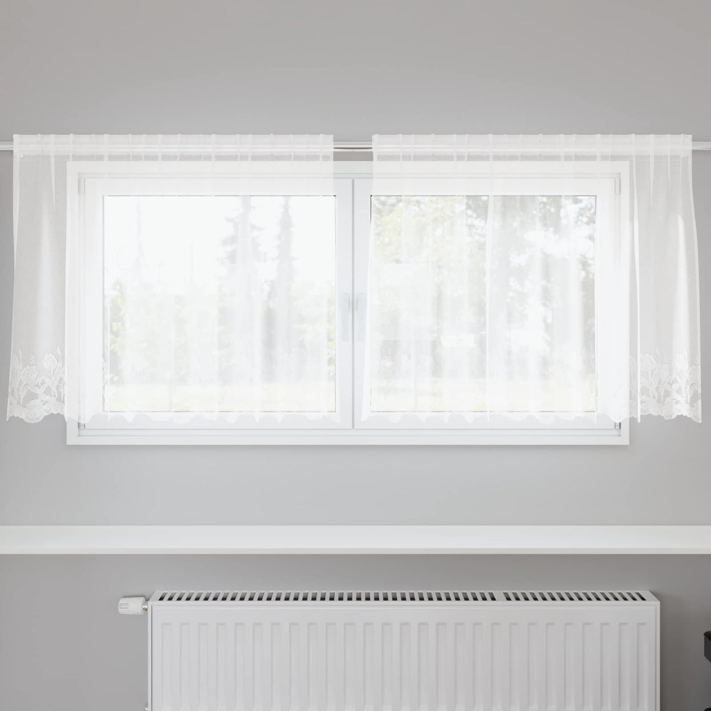 Vidaxx rideau en dentelle avec rideaux fleurs blanc 80 x 200 cm polyester