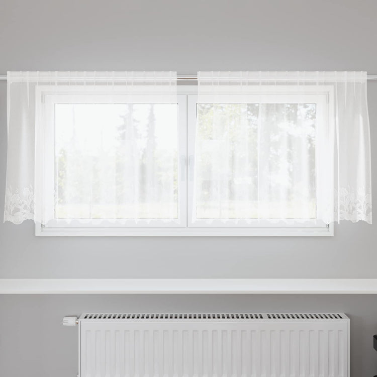 Vidaxx rideau en dentelle avec rideaux fleurs blanc 80 x 200 cm polyester