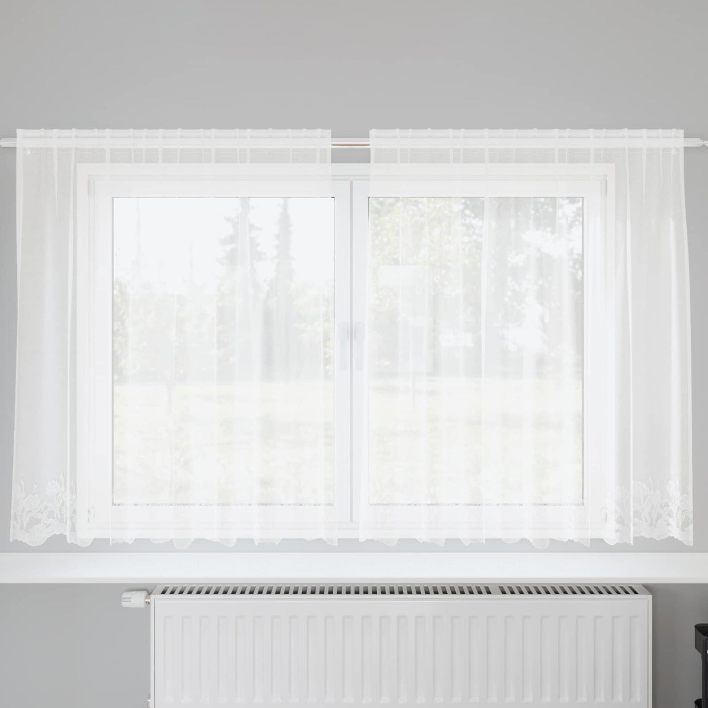 Vidaxx rideau en dentelle avec rideaux fleurs blanc 140 x 200 cm polyester