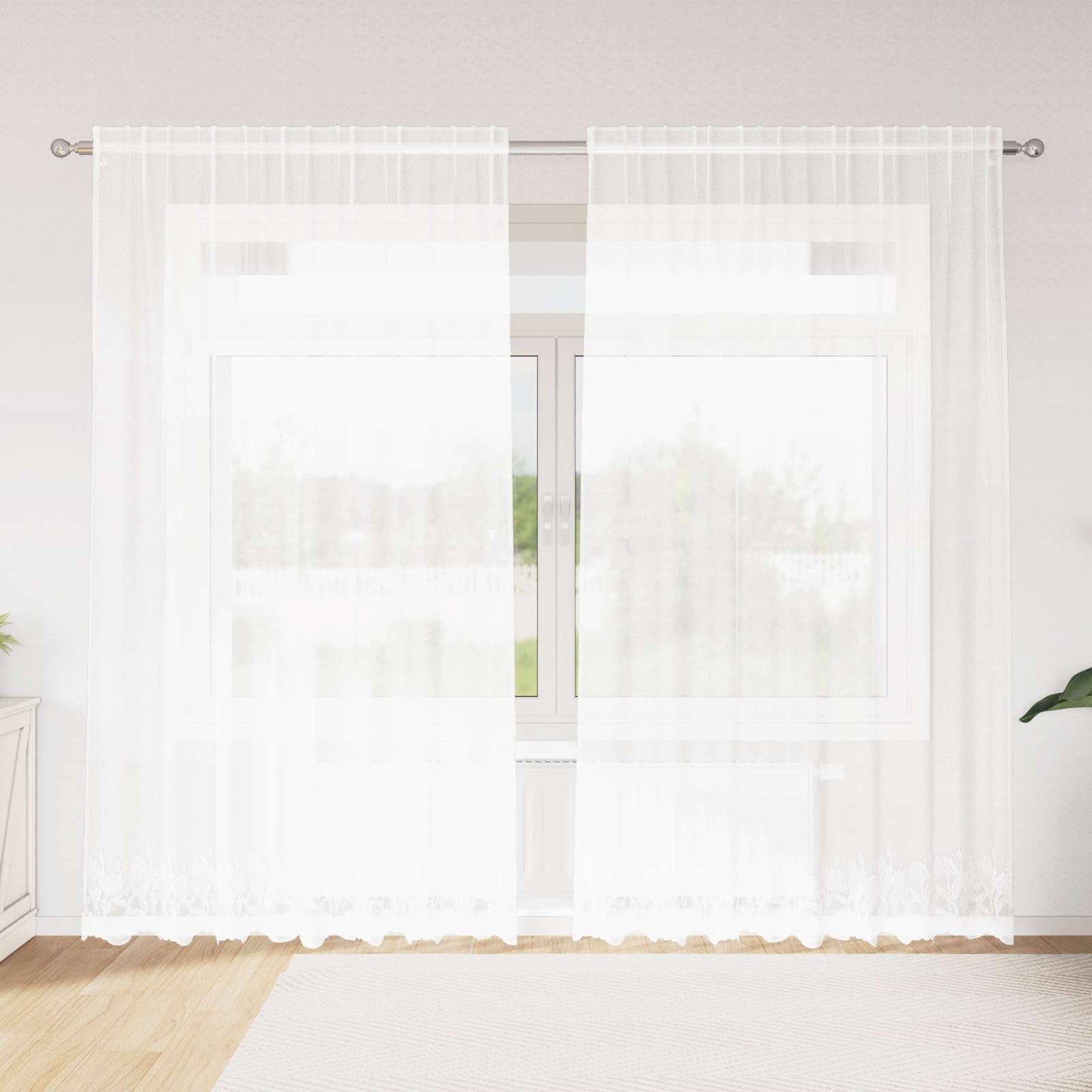 Vidaxx rideau en dentelle avec rideaux fleurs blanc 240 x 200 cm polyester