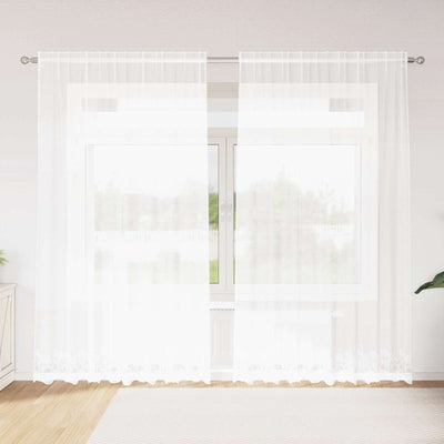 Vidaxx rideau en dentelle avec rideaux fleurs blanc 245 x 200 cm polyester