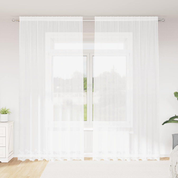 Vidaxx rideau en dentelle avec rideaux fleurs blanc 280 x 200 cm polyester