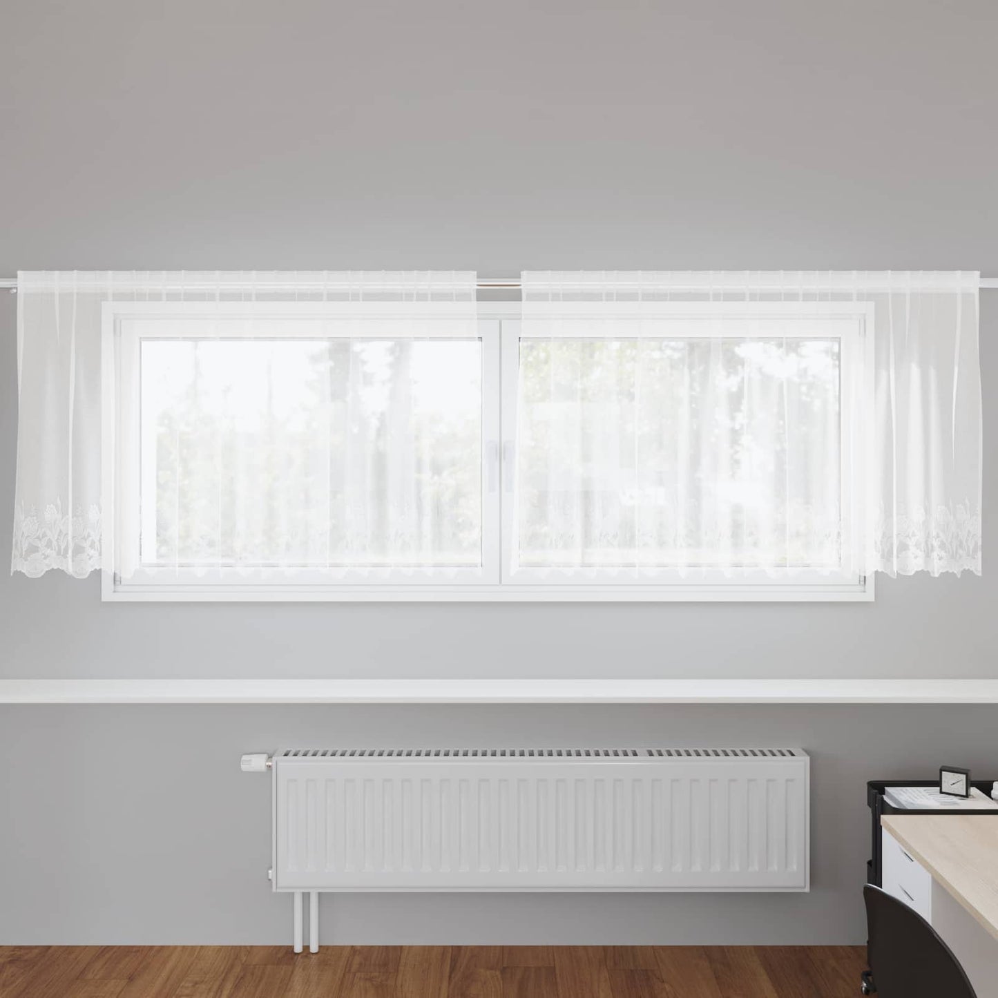 Vidaxx rideau en dentelle avec rideaux fleurs blanc 80 x 300 cm polyester