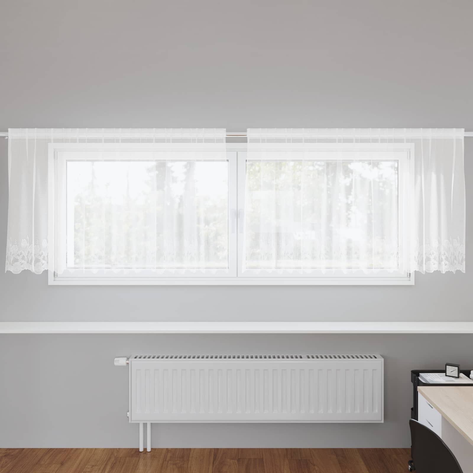 Vidaxx rideau en dentelle avec rideaux fleurs blanc 100 x 300 cm polyester