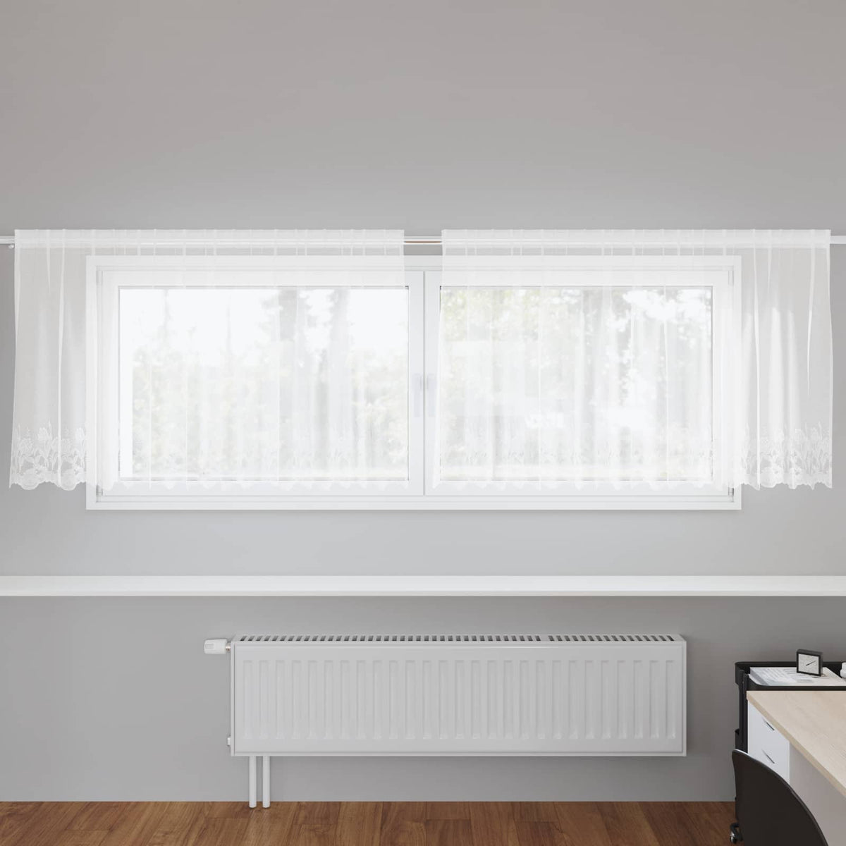 Vidaxx rideau en dentelle avec rideaux fleurs blanc 120 x 300 cm polyester