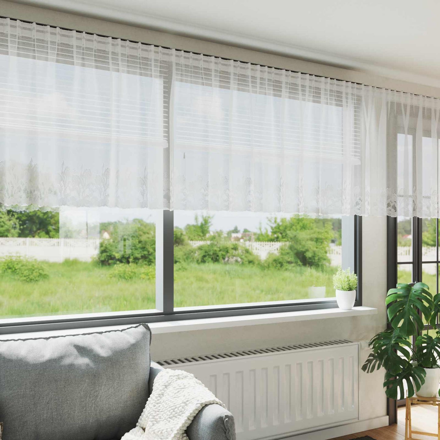 Vidaxx rideau en dentelle avec rideaux fleurs blanc 80 x 400 cm polyester