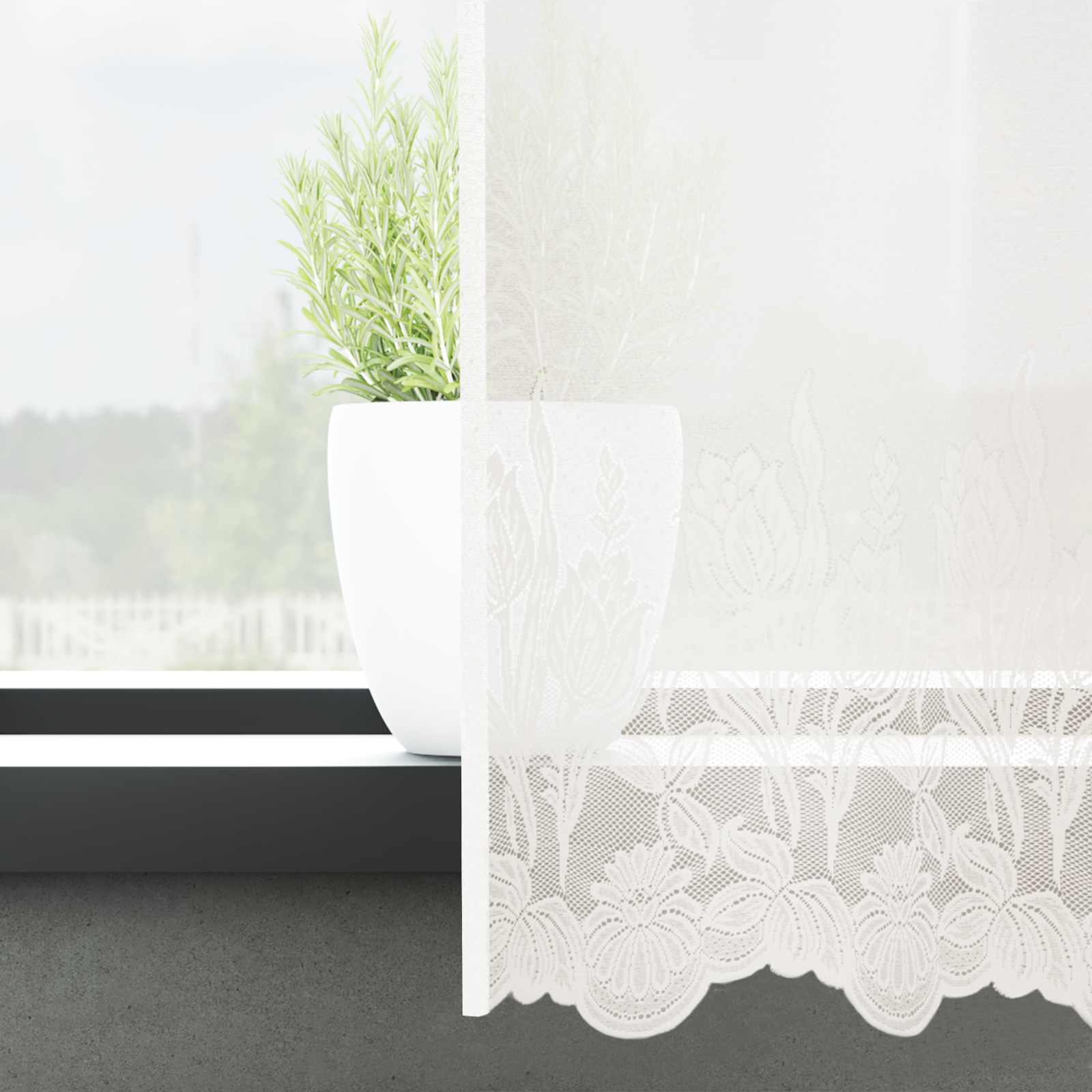 Vidaxx rideau en dentelle avec rideaux fleurs blanc 200 x 400 cm polyester