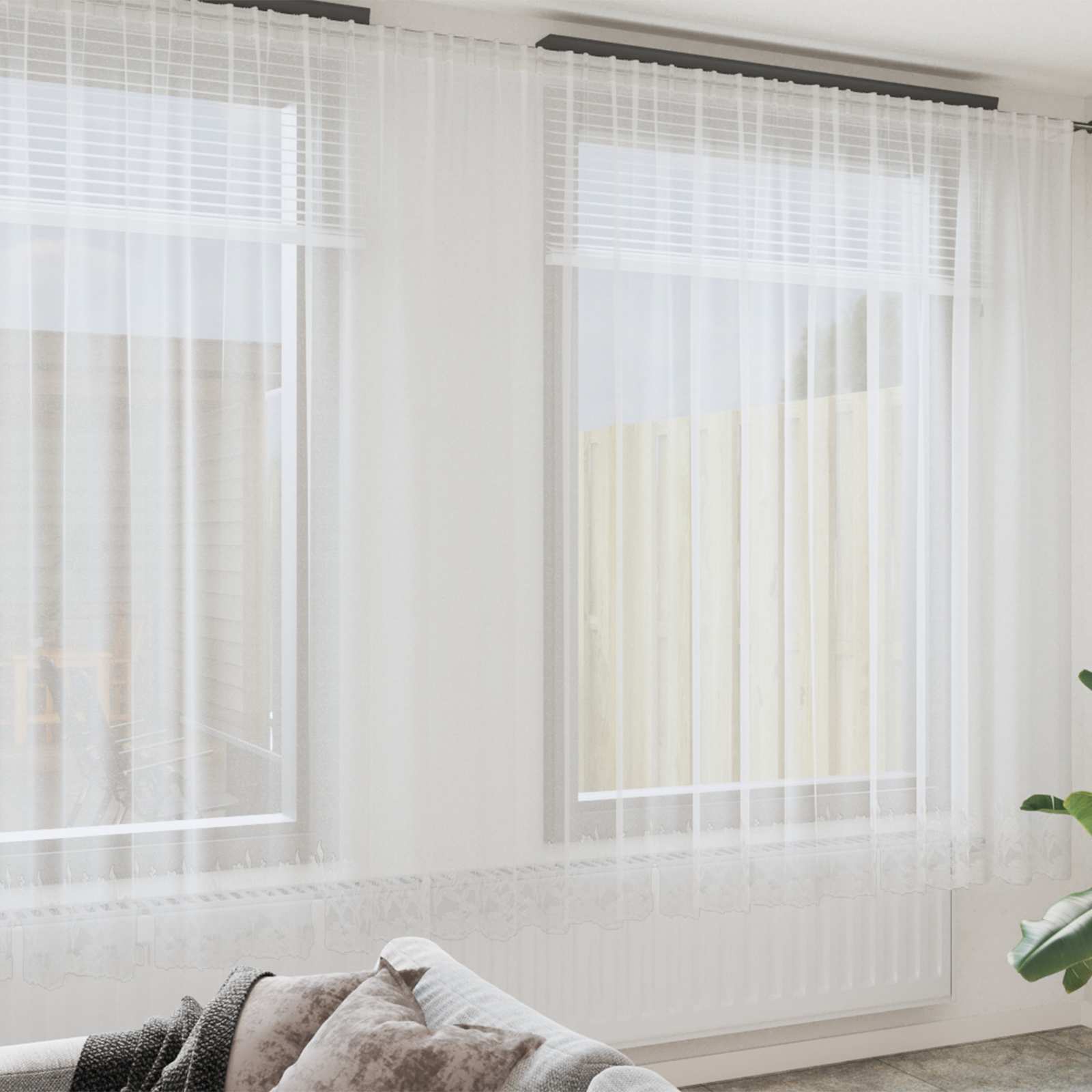 Vidaxx rideau en dentelle avec rideaux fleurs blanc 280 x 600 cm polyester