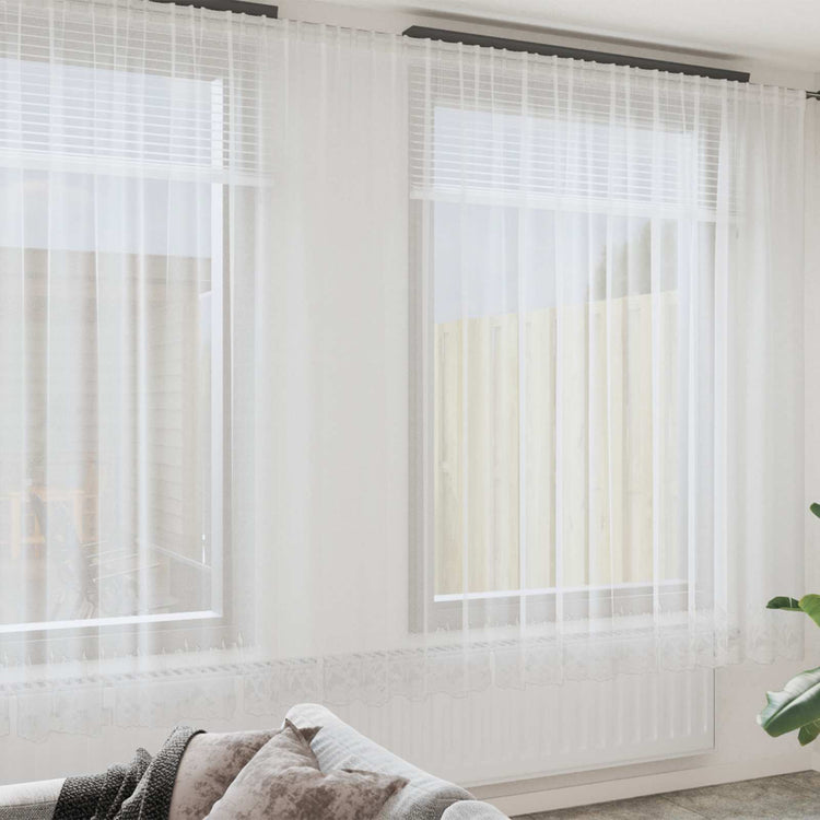 Vidaxx rideau en dentelle avec rideaux fleurs blanc 280 x 600 cm polyester