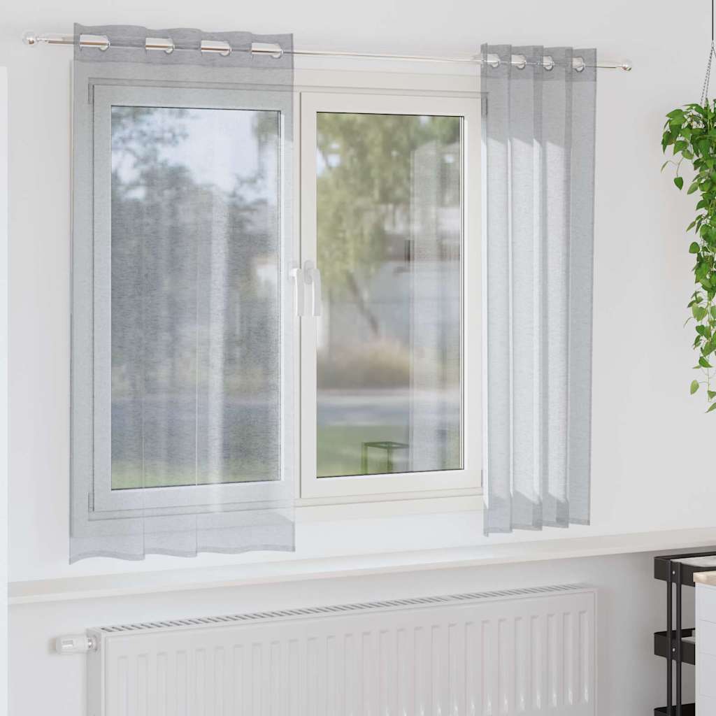 Vidaxx rideau en voile 2 pcs gris foncé 175 x 140 cm polyester