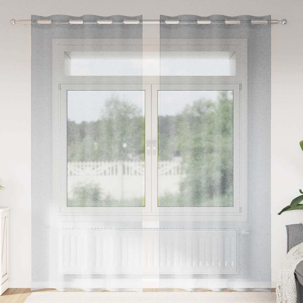 Vidaxx rideau en voile 2 pcs gris foncé 260 x 140 cm polyester