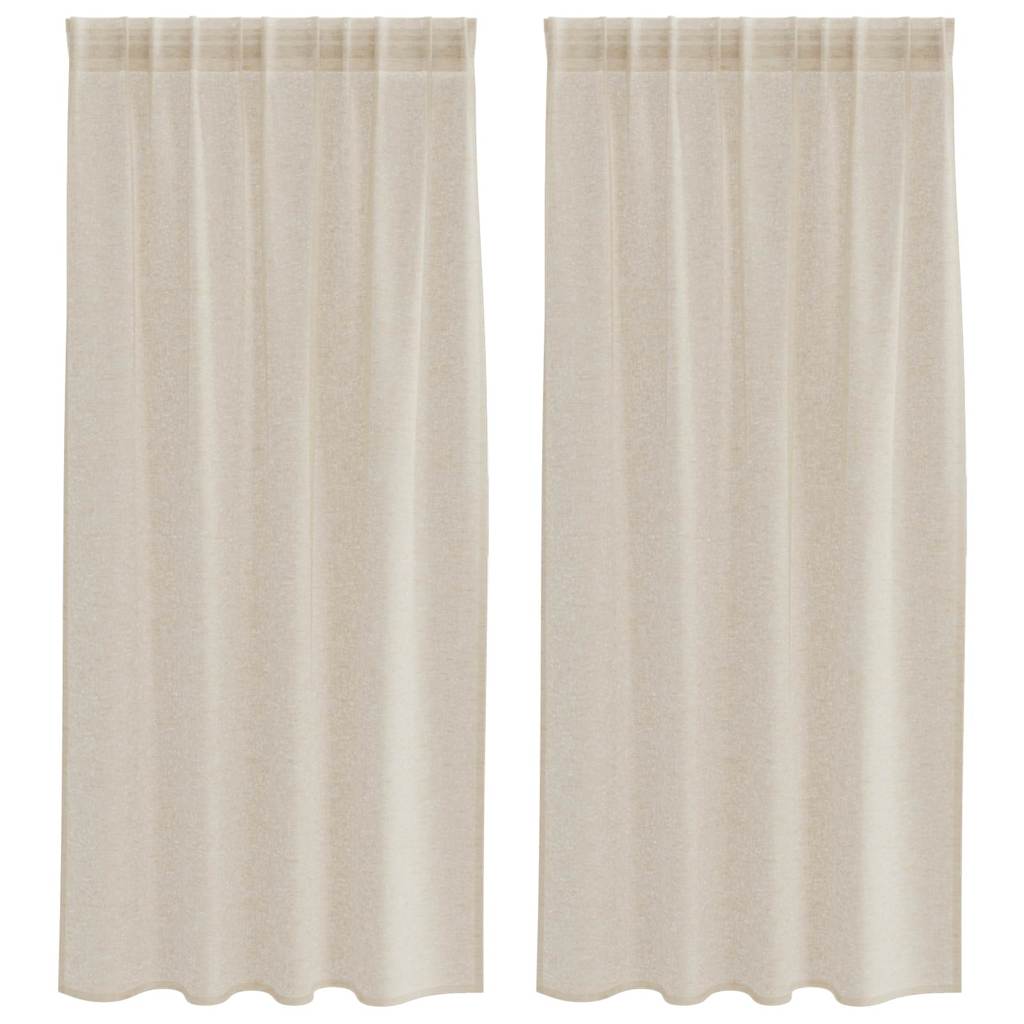Vidaxl rideau en voile avec rideaux 2 pcs sable 175 x 140 cm polyester