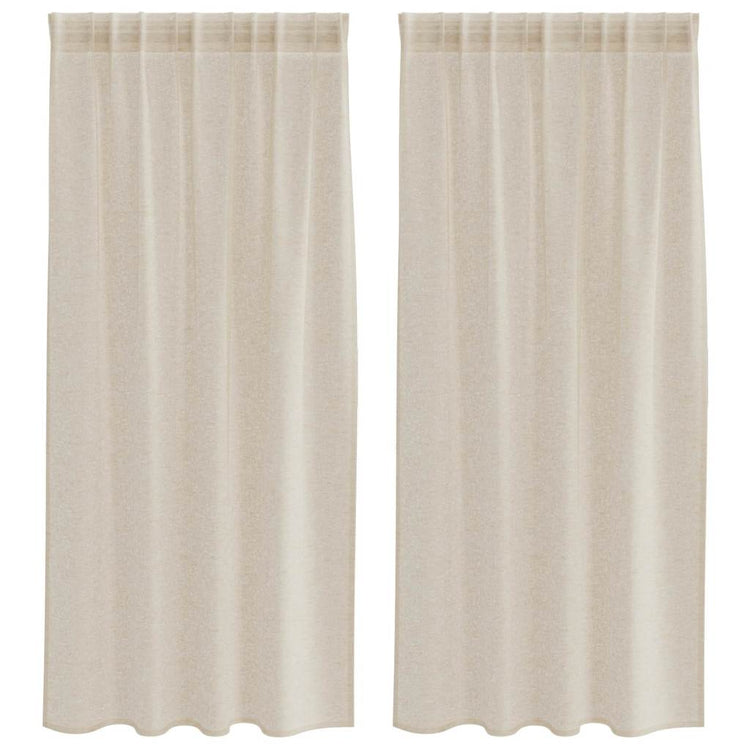 Vidaxl rideau en voile avec rideaux 2 pcs sable 175 x 140 cm polyester