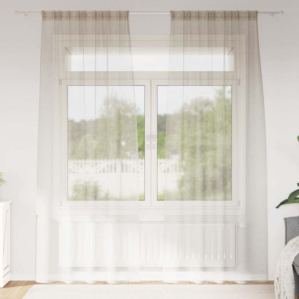 Vidaxl rideau en voile avec rideaux 2 pcs sable 225 x 140 cm polyester