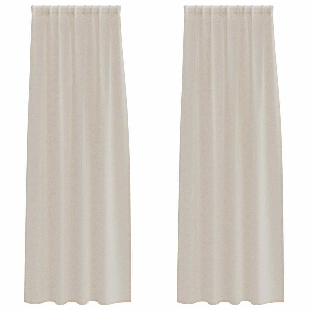Vidaxl rideau en voile avec rideaux 2 pcs sable 225 x 140 cm polyester