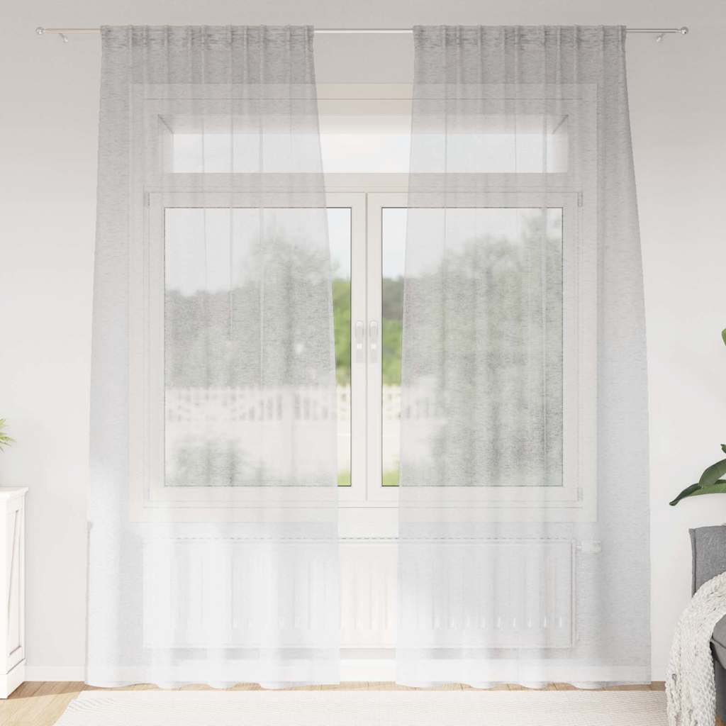 Vidaxx rideau en voile 2 pcs gris clair 245 x 140 cm polyester