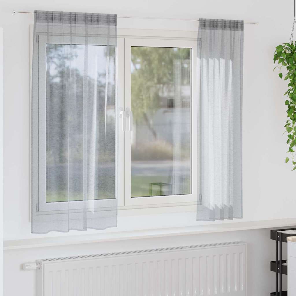 Vidaxx rideau en voile 2 pcs gris foncé 175 x 140 cm polyester